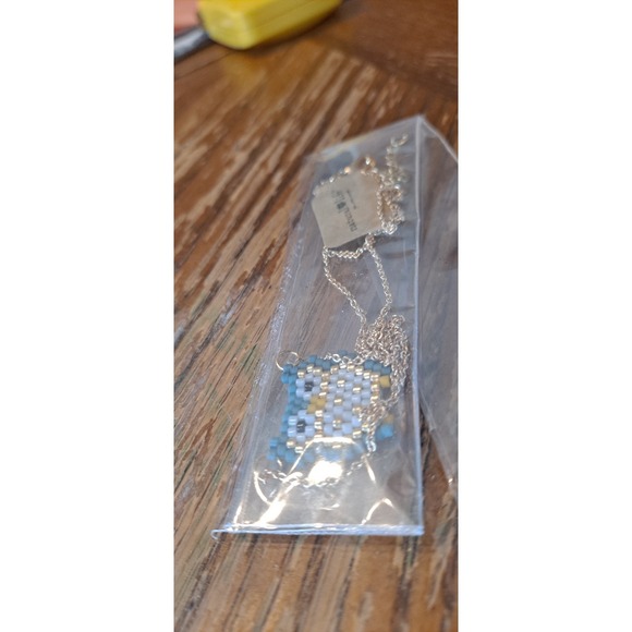 Tag Jewelry - Beaded owl gold plated necklace Natural Life NEW TAG blue gift